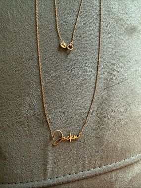 18 inch Gold Script Name Necklace - 'Jackie' Personalized Pendant